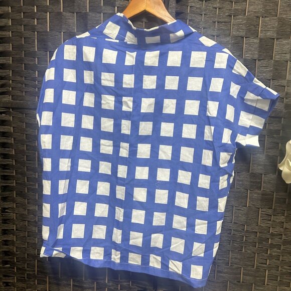 Brooke Wright Tuckernuck Blue Square Print Kimono Style Top One Size - Picture 7 of 7